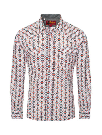 Men's Western Pearl Snap Print Shirt-PS100L-181 - Rodeo Clothing wholesale 
