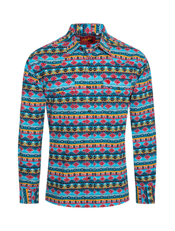 Men's Western Pearl Snap Print Shirt-PS100L-182 - Rodeo Clothing wholesale 
