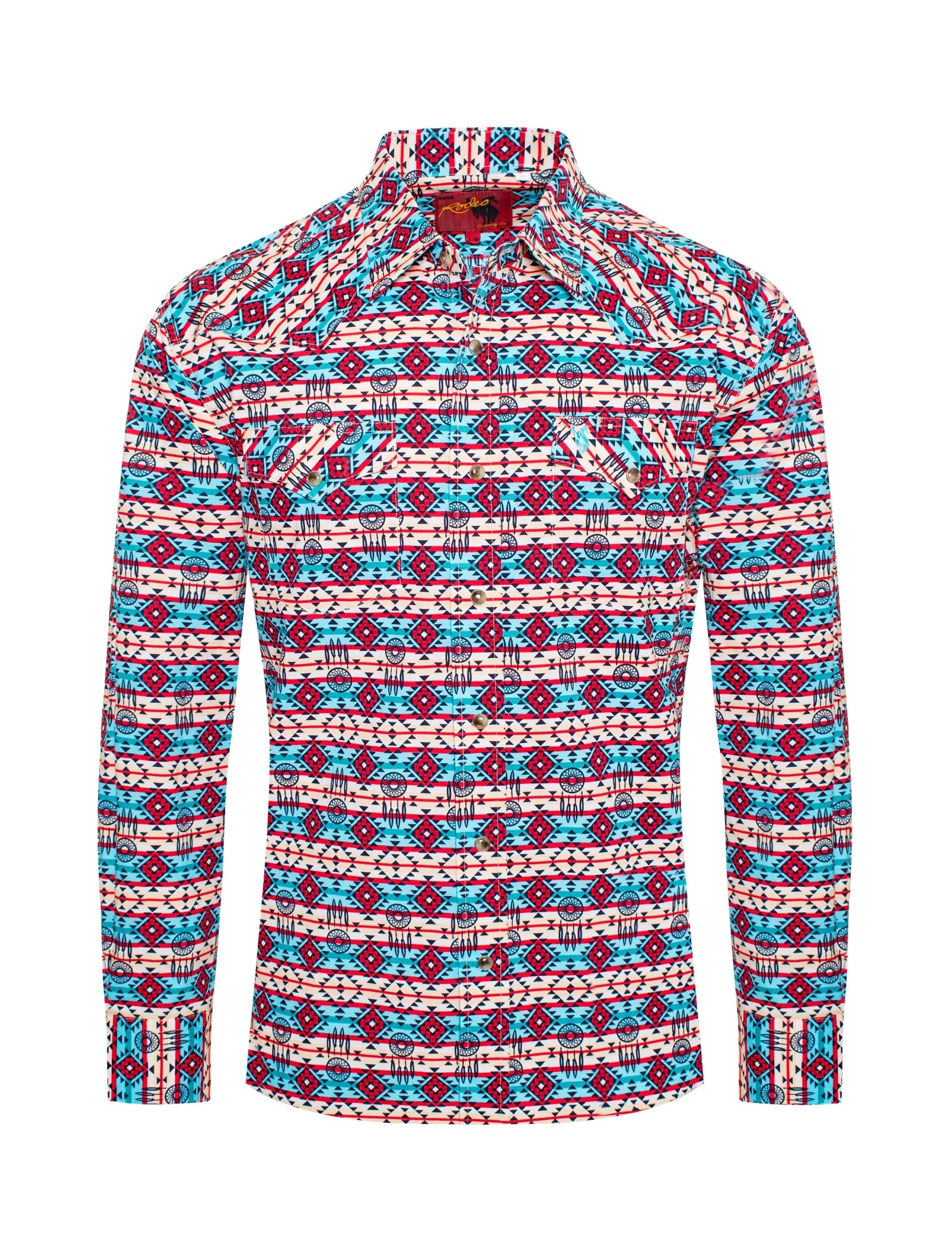 Men's Western Pearl Snap Print Shirt-PS100L-184 - Rodeo Clothing wholesale 