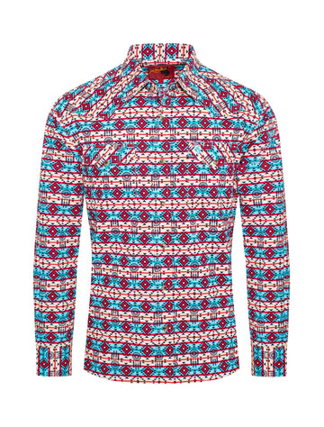Men's Western Pearl Snap Print Shirt-PS100L-184 - Rodeo Clothing wholesale 