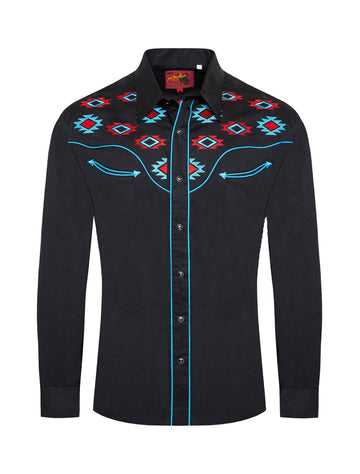 Men's Western Cowboy Embroidery Shirt-PS500L-572 - Rodeo Clothing wholesale 