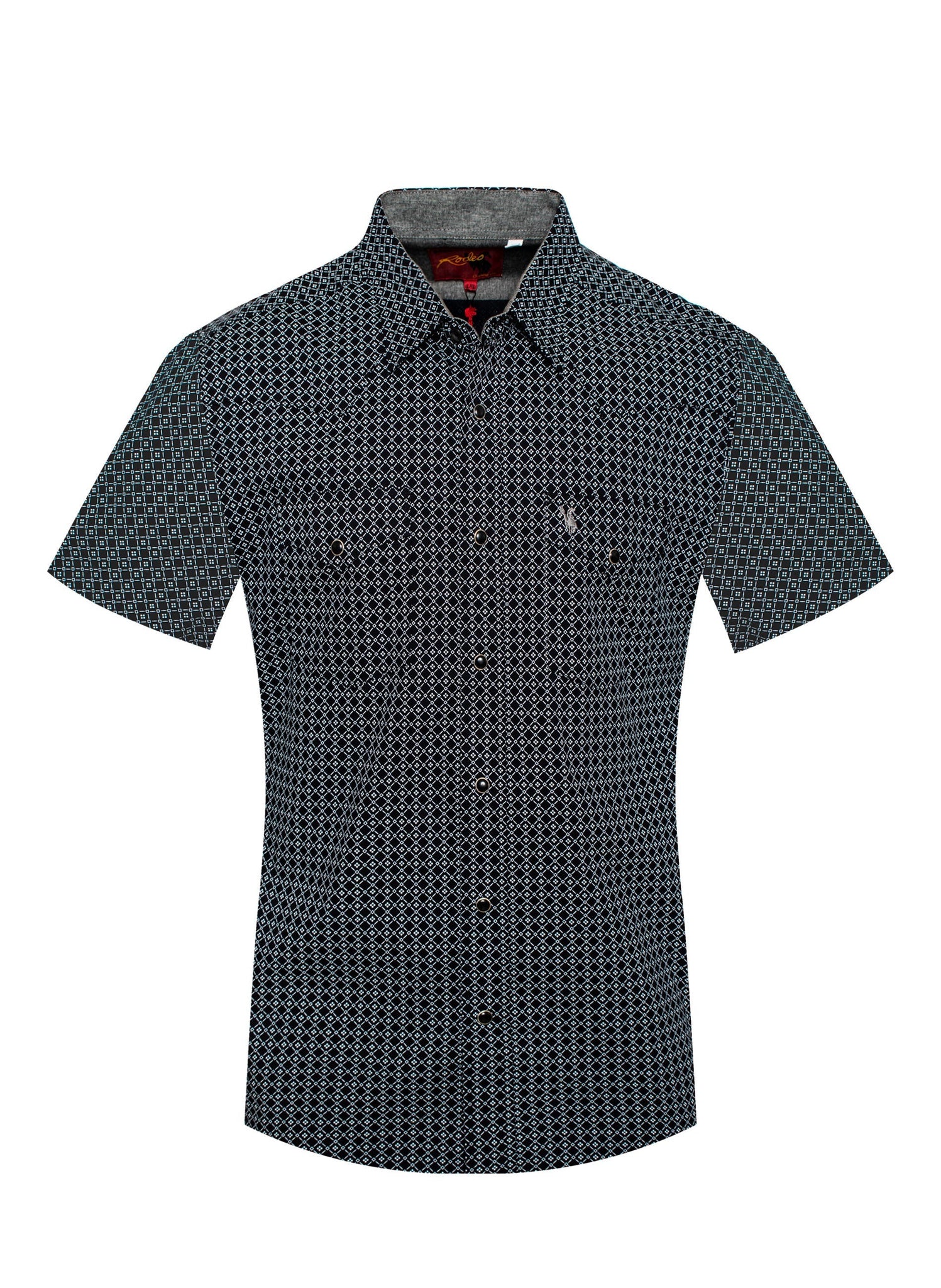 Men's Short Sleeve Pearl Snap Print Shirt -PS100S-141