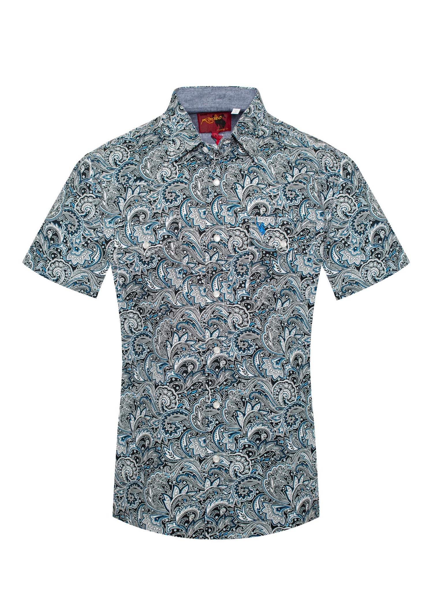Men's Short Sleeve Pearl Snap Print Shirt -PS100S-162