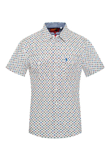 Men's Short Sleeve Pearl Snap Print Shirt-PS100S-166 - Rodeo Clothing wholesale 