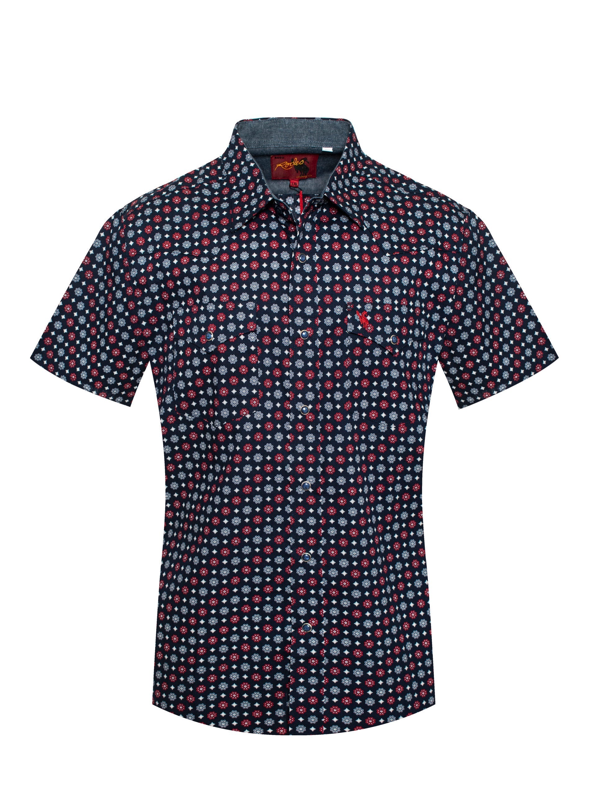 Men's Short Sleeve Pearl Snap Print Shirt-PS100S-173 - Rodeo Clothing wholesale 