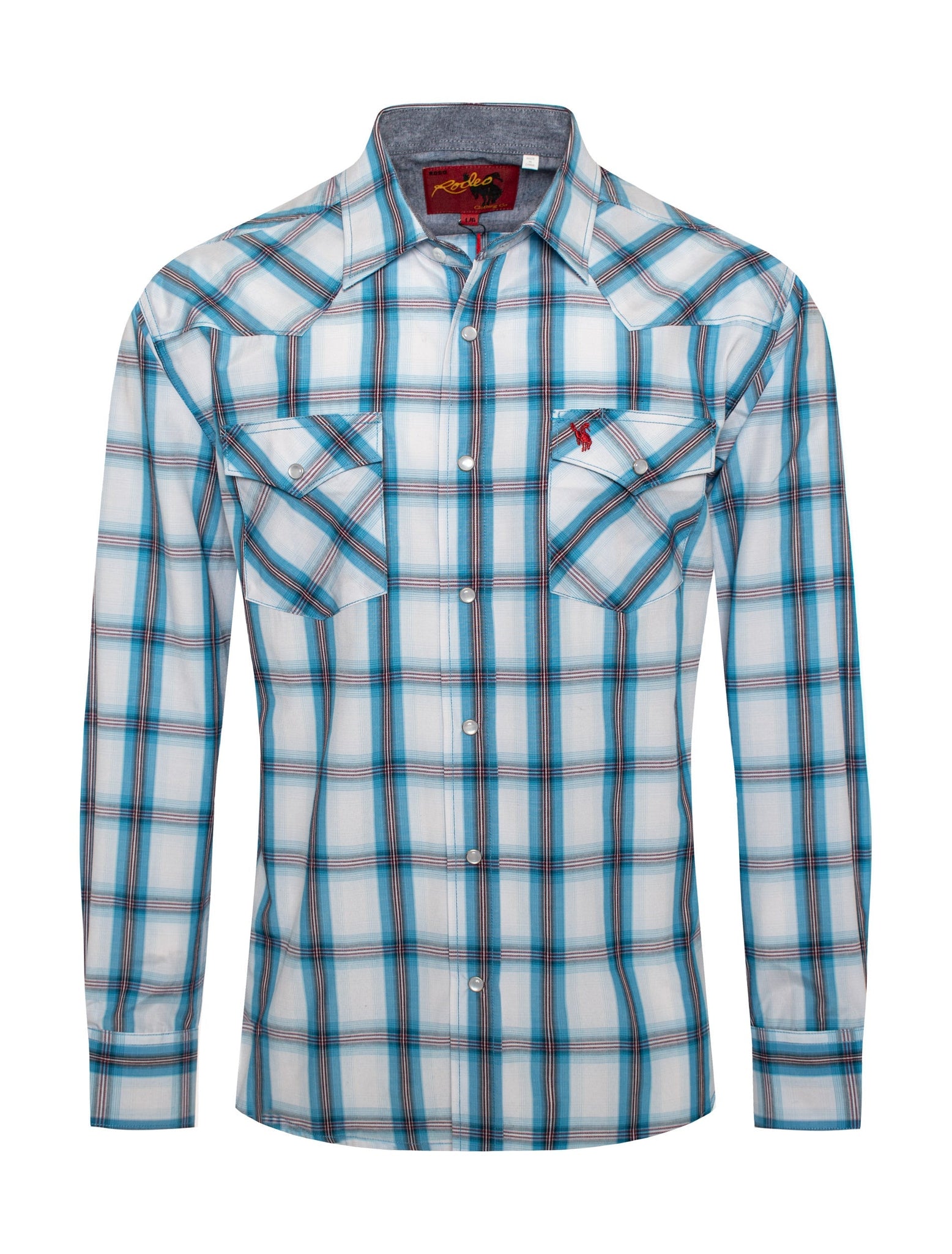 Men's Western Long Sleeve Pearl Snap Plaid Shirt-PS400-410