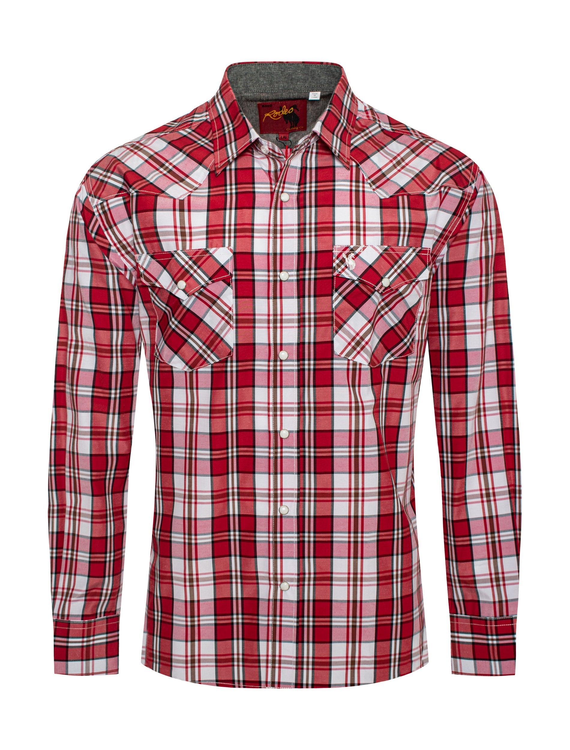 Men's Western Long Sleeve Pearl Snap Plaid Shirt-PS400-411 - Rodeo Clothing wholesale 