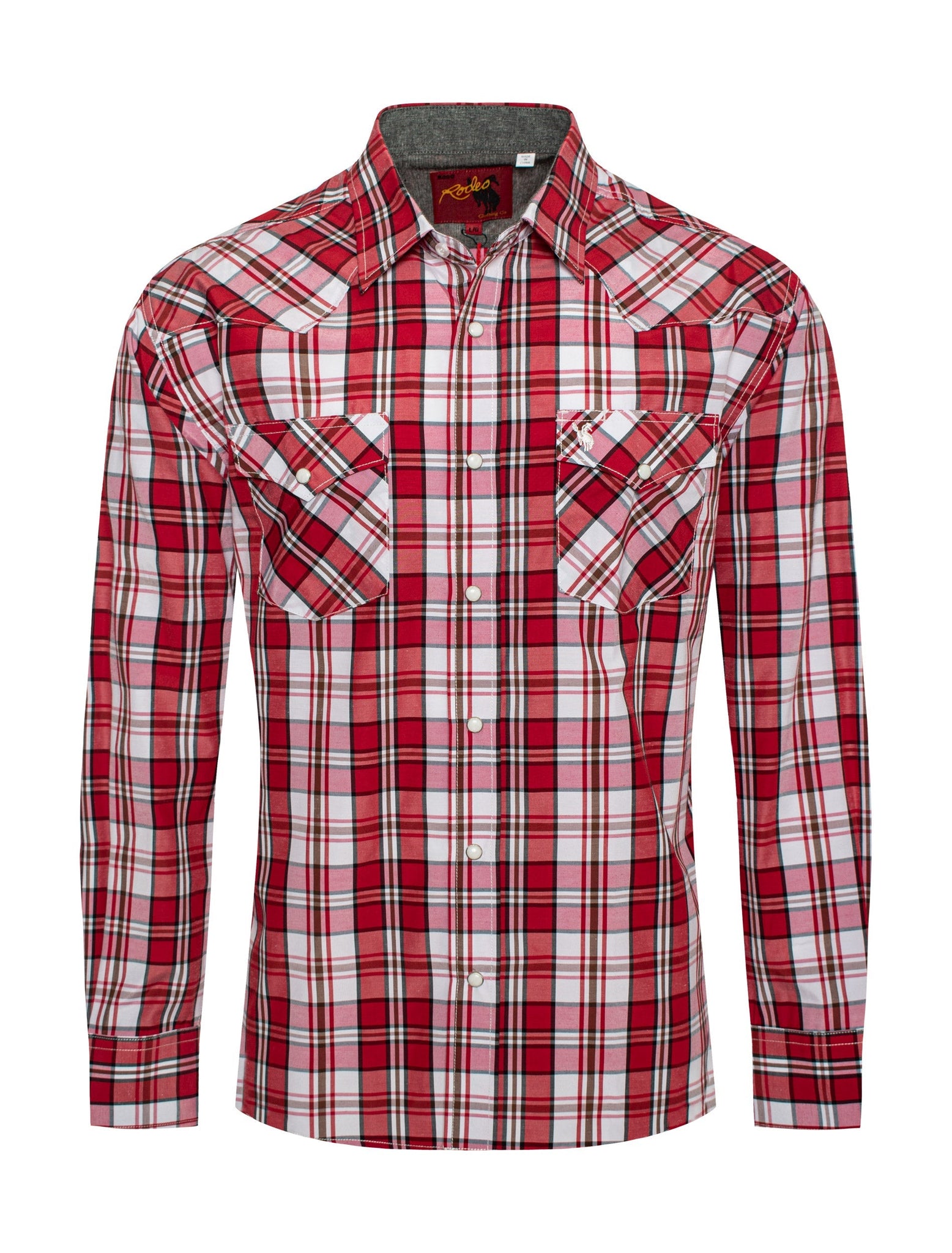 Men's Western Long Sleeve Pearl Snap Plaid Shirt-PS400-411