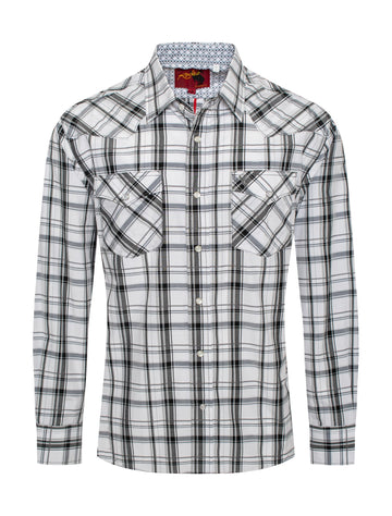 Men's Western Long Sleeve Pearl Snap Plaid Shirt-PS400-414 - Rodeo Clothing wholesale 