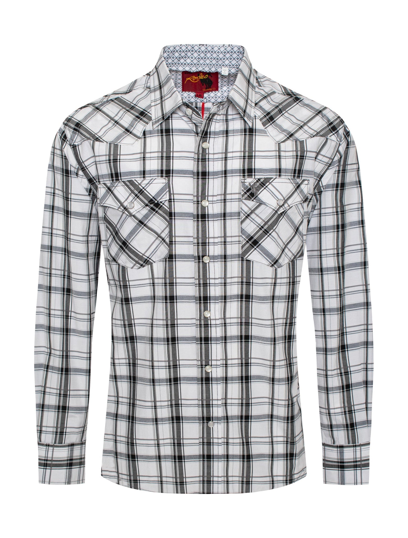 Men's Western Long Sleeve Pearl Snap Plaid Shirt-PS400-414