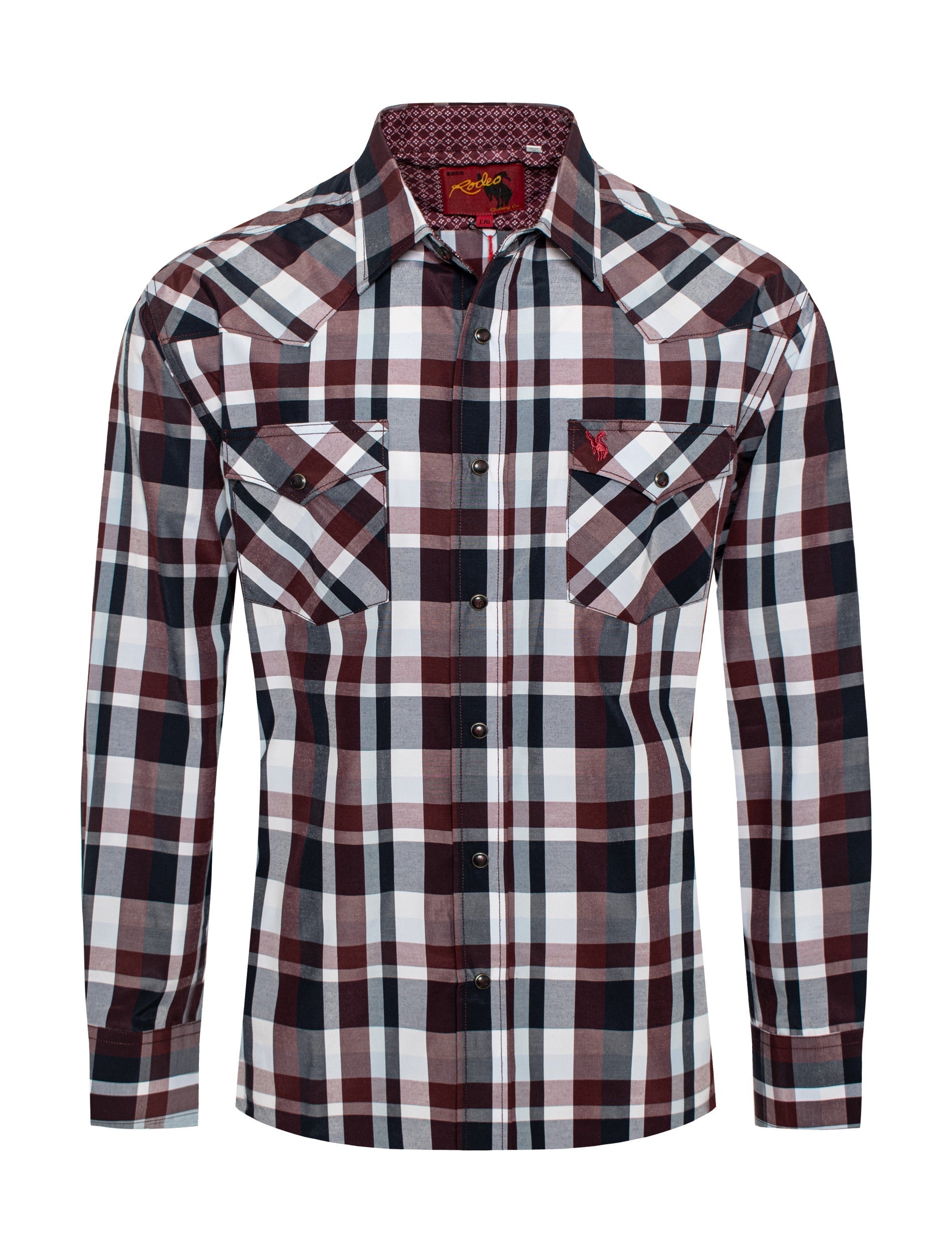 Men's Western Long Sleeve Pearl Snap Plaid Shirt-PS400-416 - Rodeo Clothing wholesale 