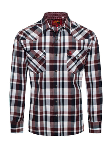 Men's Western Long Sleeve Pearl Snap Plaid Shirt-PS400-416 - Rodeo Clothing wholesale 