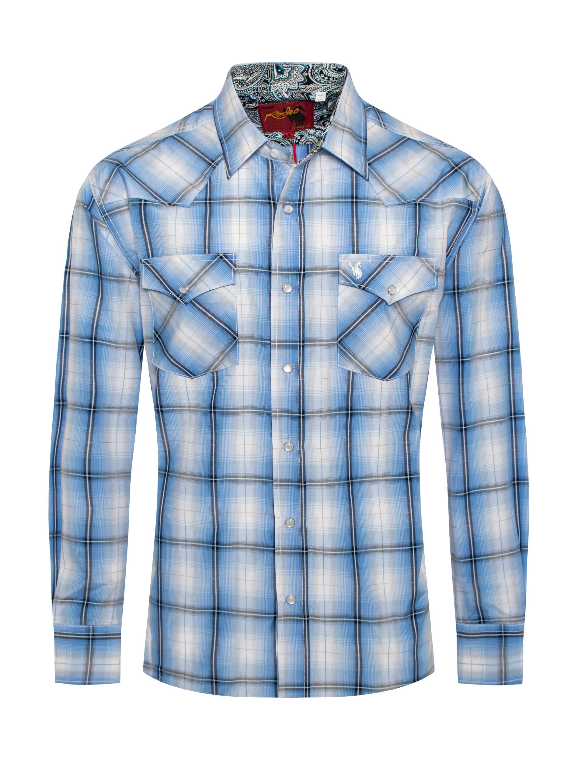 Men's Western Long Sleeve Pearl Snap Plaid Shirt-PS400-417 - Rodeo Clothing wholesale 