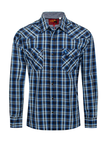 Men's Western Long Sleeve Pearl Snap Plaid Shirt-PS400-418 - Rodeo Clothing wholesale 