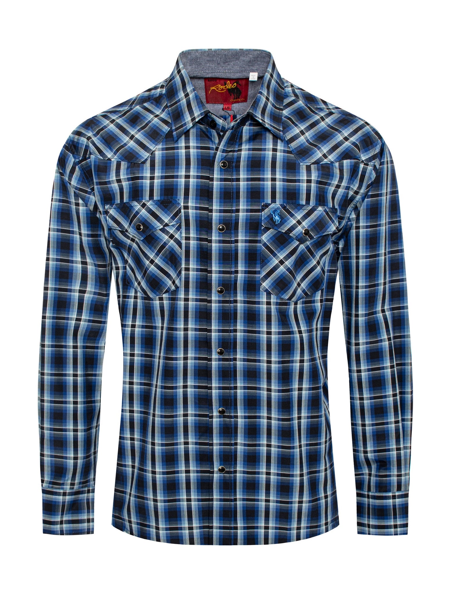 Men's Western Long Sleeve Pearl Snap Plaid Shirt -PS400-418
