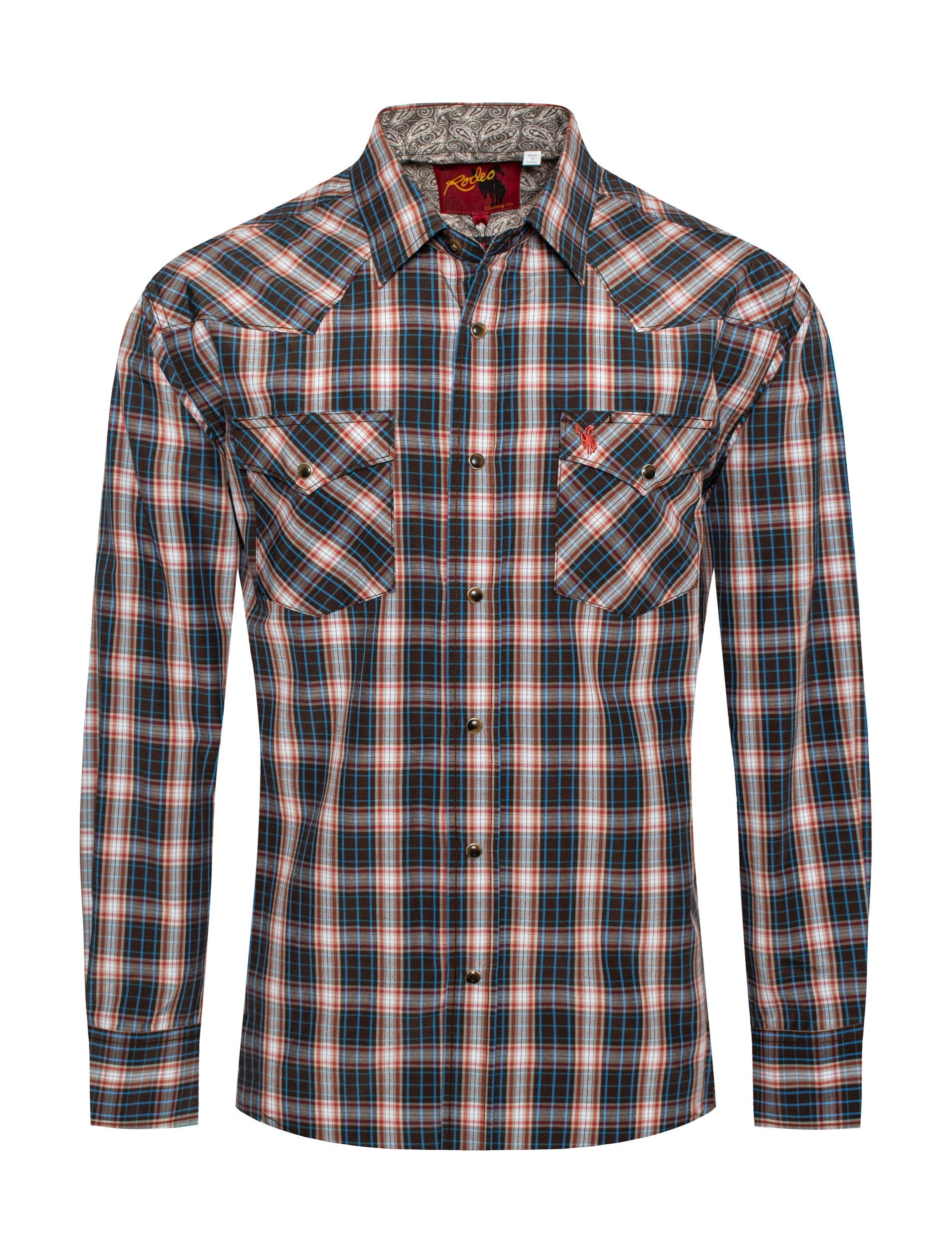 Men's Western Long Sleeve Pearl Snap Plaid Shirt-PS400-420 - Rodeo Clothing wholesale 