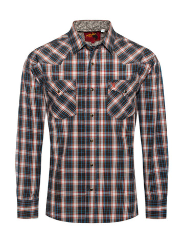 Men's Western Long Sleeve Pearl Snap Plaid Shirt-PS400-420 - Rodeo Clothing wholesale 