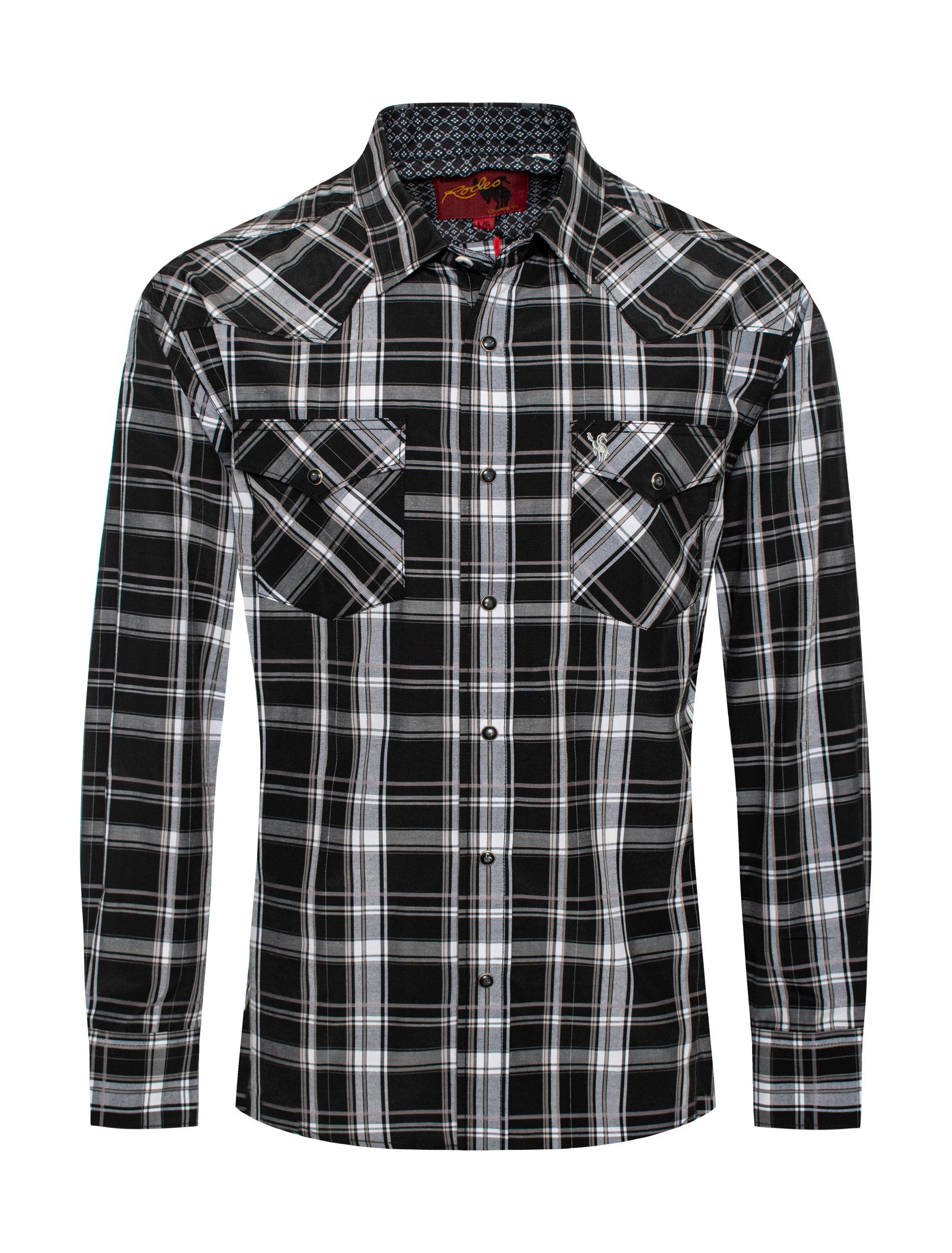 Men's Western Long Sleeve Pearl Snap Plaid Shirt-PS400-476 - Rodeo Clothing wholesale 