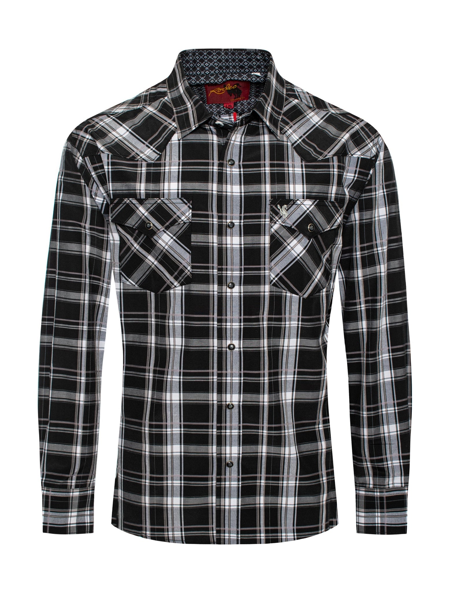 Men's Western Long Sleeve Pearl Snap Plaid Shirt -PS400-476