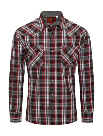 Men's Western Long Sleeve Pearl Snap Plaid Shirt-PS400-477 - Rodeo Clothing wholesale 