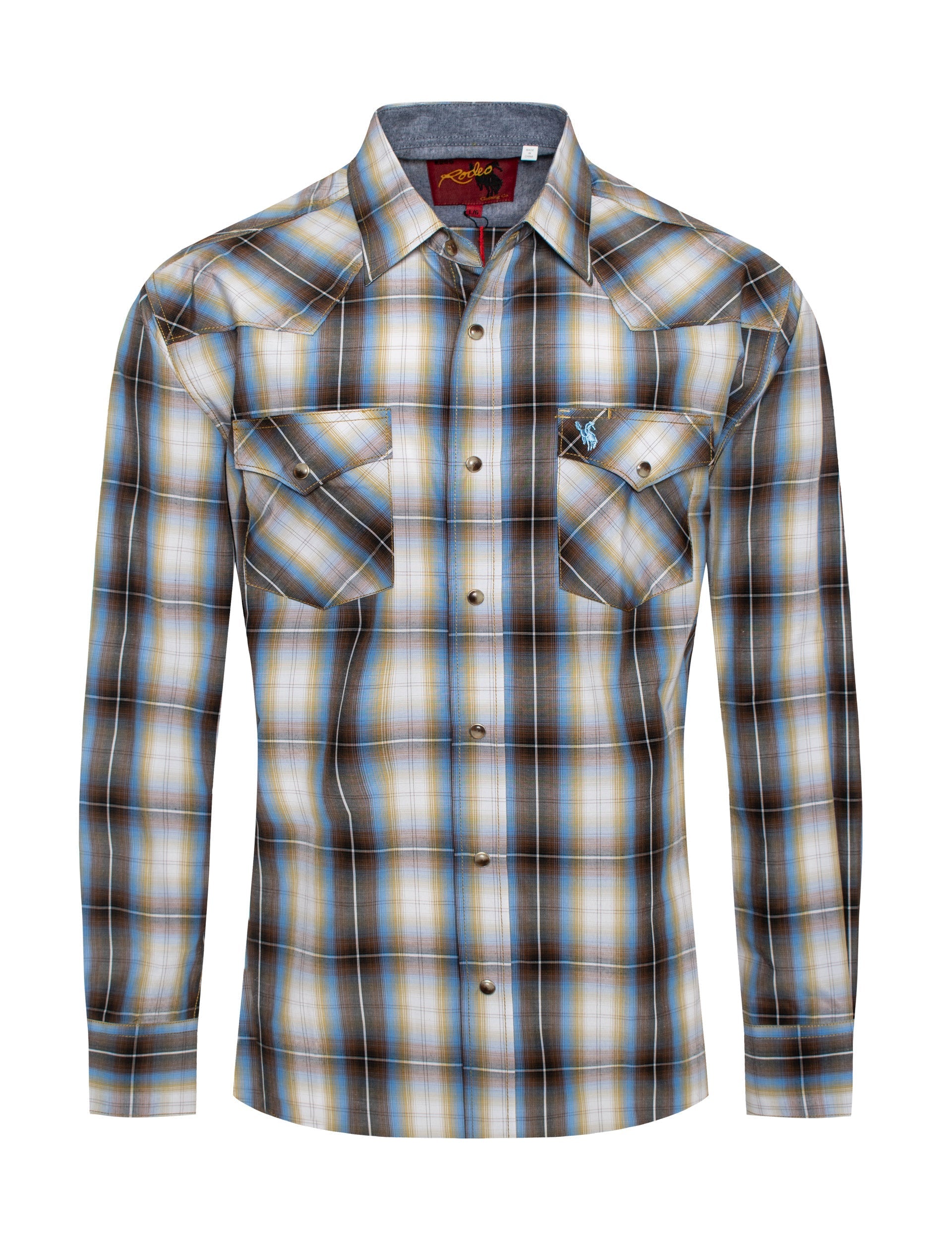 Men's Western Long Sleeve Pearl Snap Plaid Shirt-PS400-492 - Rodeo Clothing wholesale 