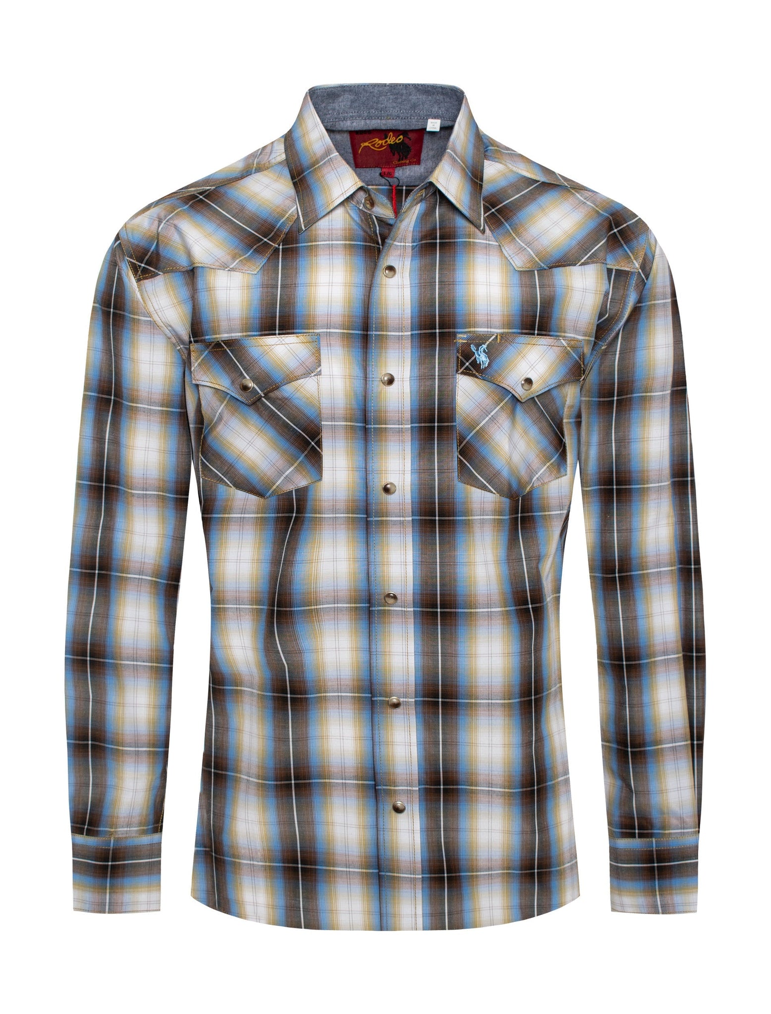 Men's Western Long Sleeve Pearl Snap Plaid Shirt -PS400-492