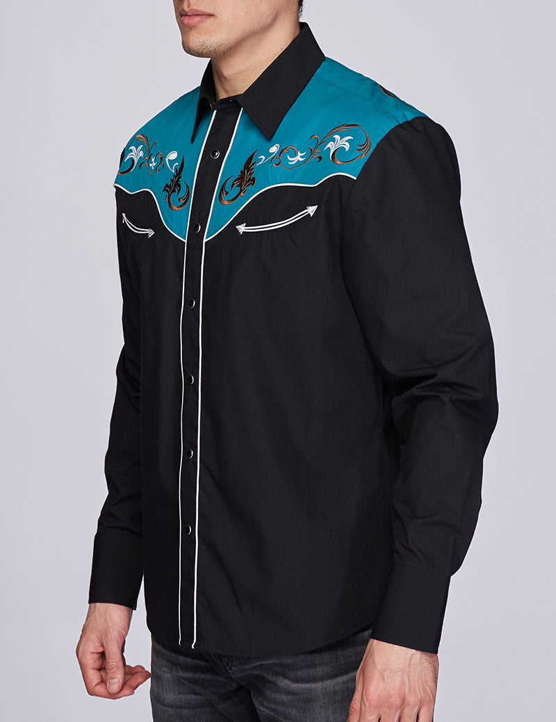Men's Western Cowboy Embroidery Shirt-PS500-506 - Rodeo Clothing wholesale 