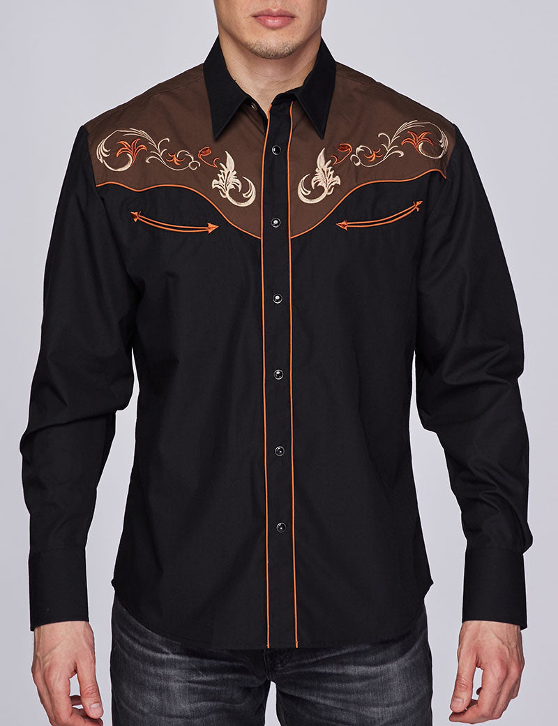 Men's Western Cowboy Embroidery Shirt-PS500-507 - Rodeo Clothing wholesale 