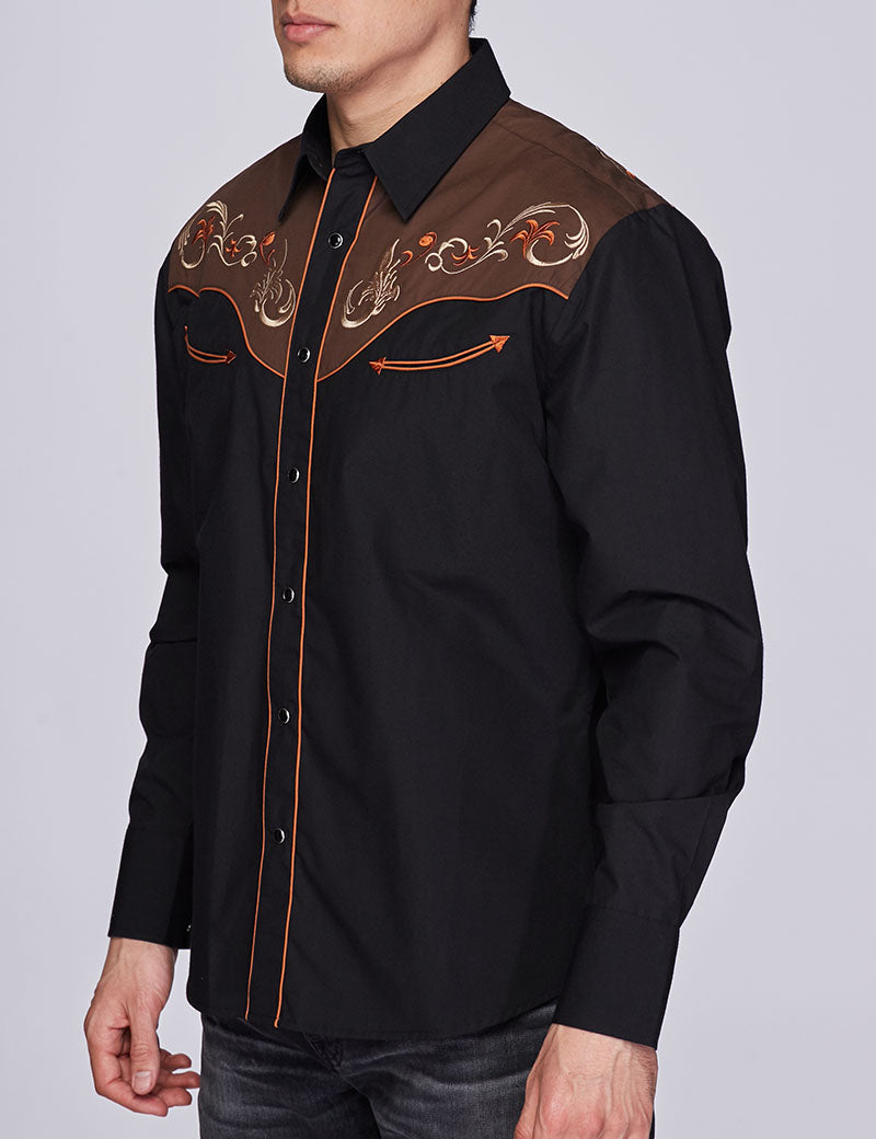 Men's Western Cowboy Embroidery Shirt-PS500-507 - Rodeo Clothing wholesale 