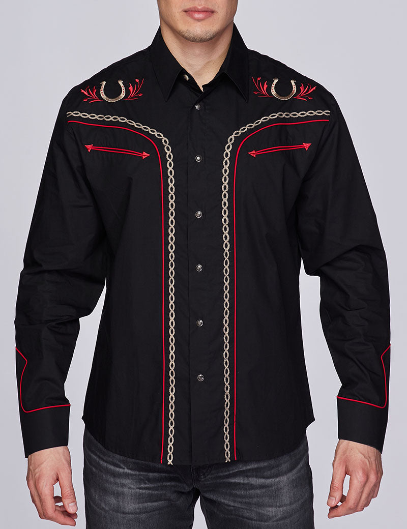 Men's Western Cowboy Embroidery Shirt-PS500-516 - Rodeo Clothing wholesale 