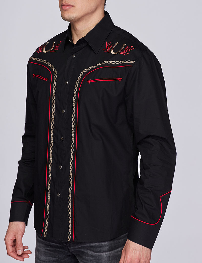 Men's Western Cowboy Embroidery Shirt-PS500-516 - Rodeo Clothing wholesale 