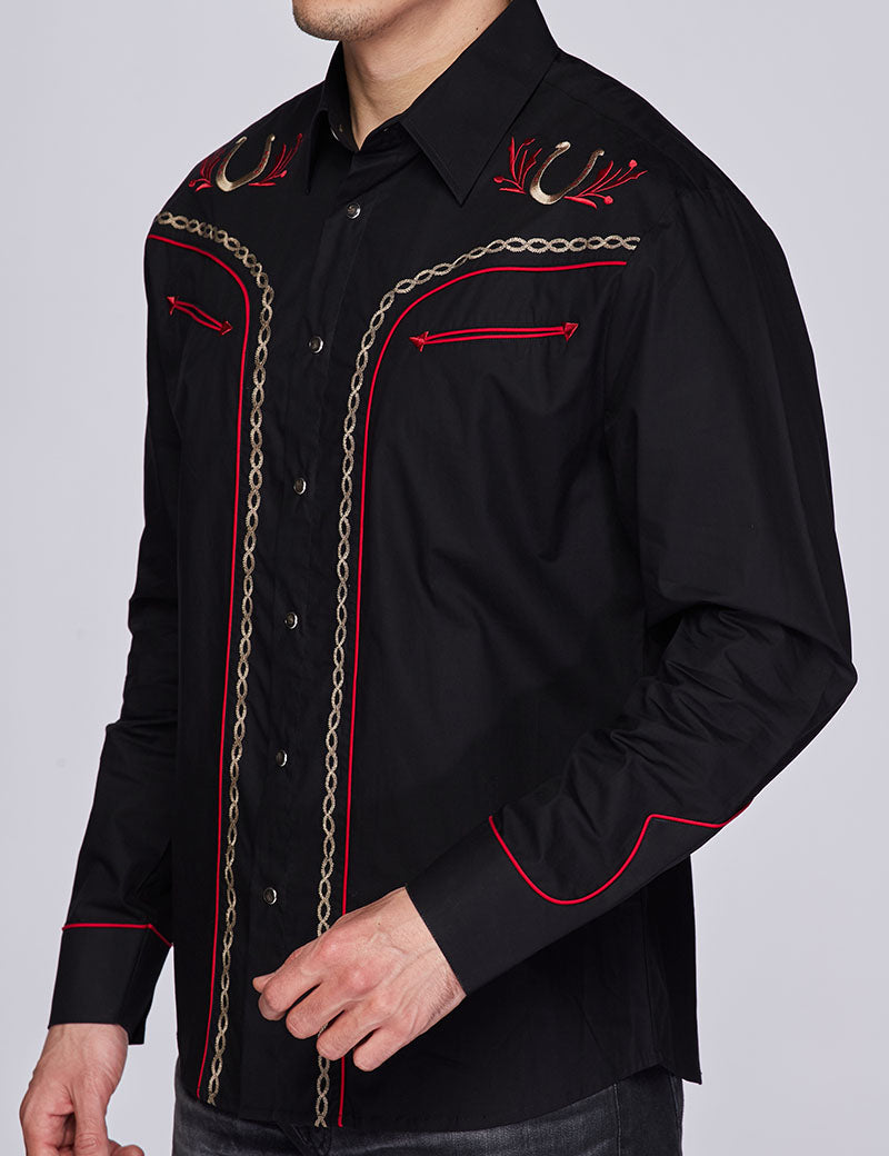 Men's Western Cowboy Embroidery Shirt-PS500-516 - Rodeo Clothing wholesale 