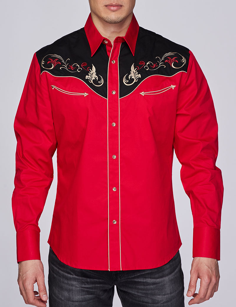 Men's Western Cowboy Embroidery Shirt-PS500-528 - Rodeo Clothing wholesale 
