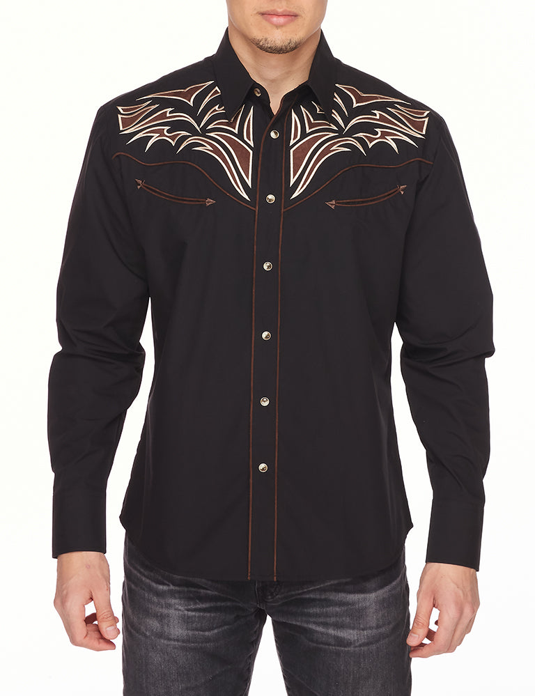 Men's Western Cowboy Embroidery Shirt-PS500-534 - Rodeo Clothing wholesale 
