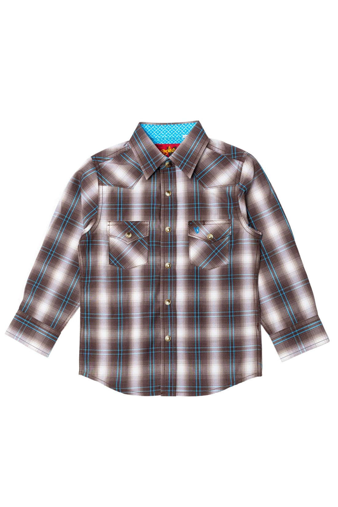 Boy's Western Pearl Snap Button Plaid Shirt-PS400K-461 - Rodeo Clothing wholesale 