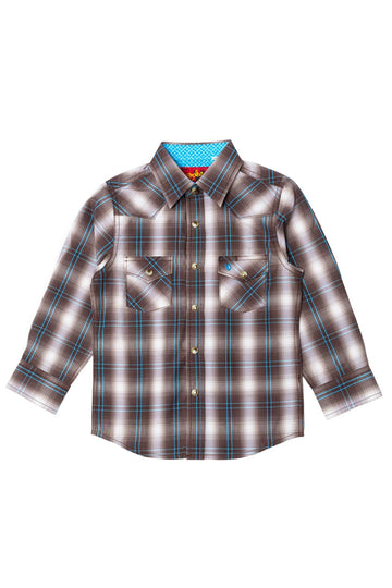 Boy's Western Pearl Snap Button Plaid Shirt-PS400K-461 - Rodeo Clothing wholesale 
