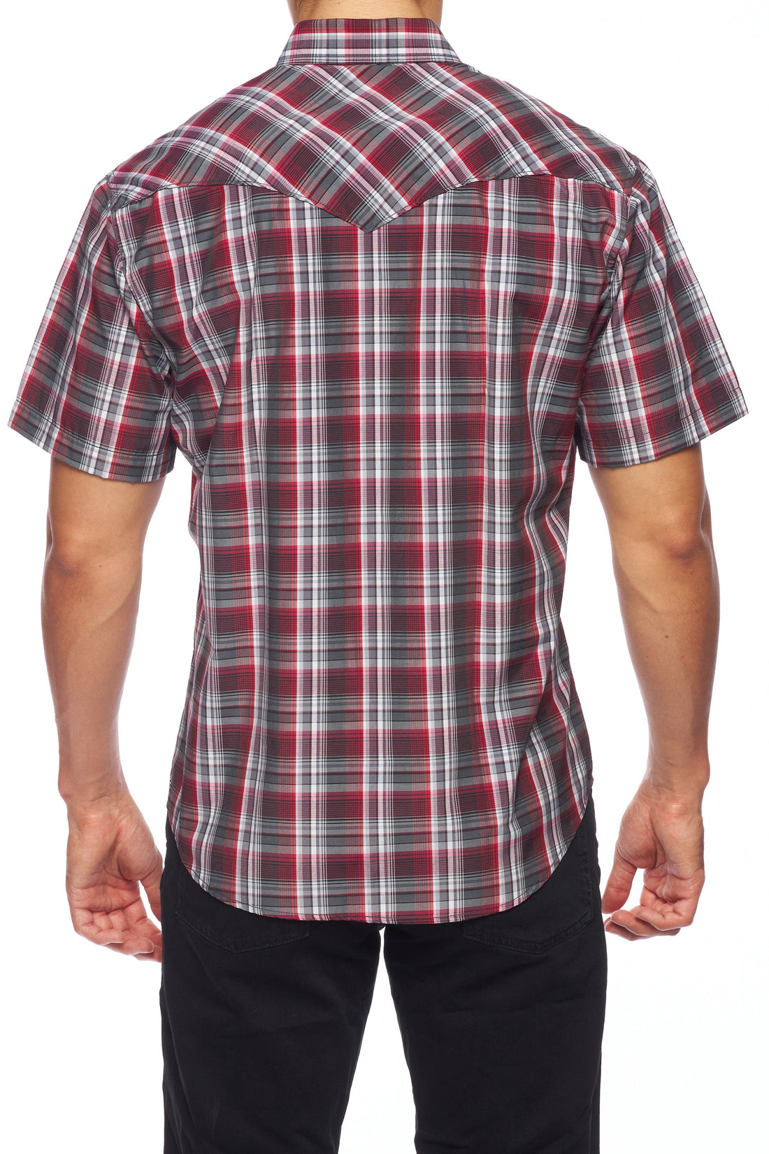 Men's Western Short Sleeve Pearl Snaps Plaid Shirt-PS400S-477 - Rodeo Clothing wholesale 
