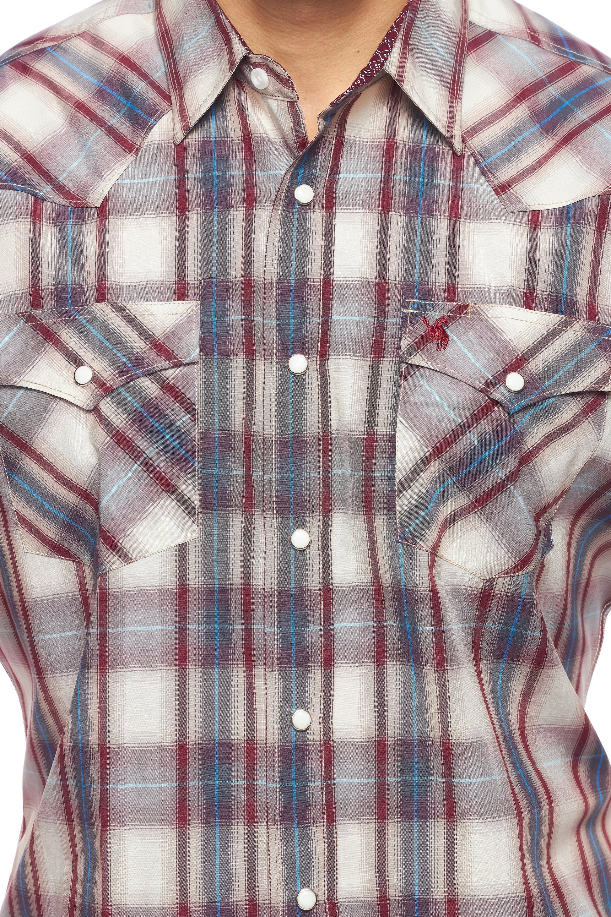 Men's Western Short Sleeve Pearl Snaps Plaid Shirt-PS400S-406 - Rodeo Clothing wholesale 