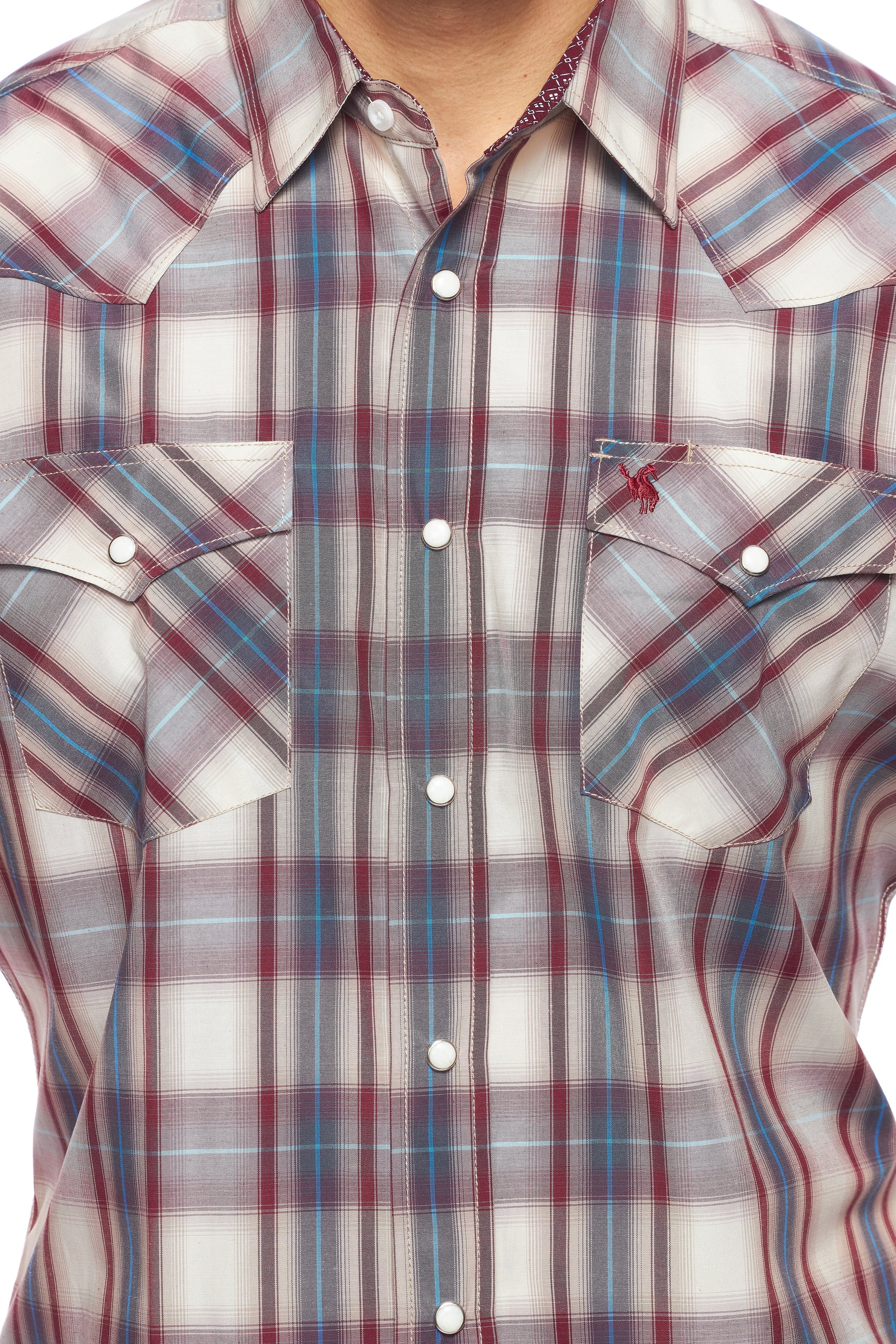 Men's Western Short Sleeve Pearl Snaps Plaid Shirt-PS400S-406 - Rodeo Clothing wholesale 