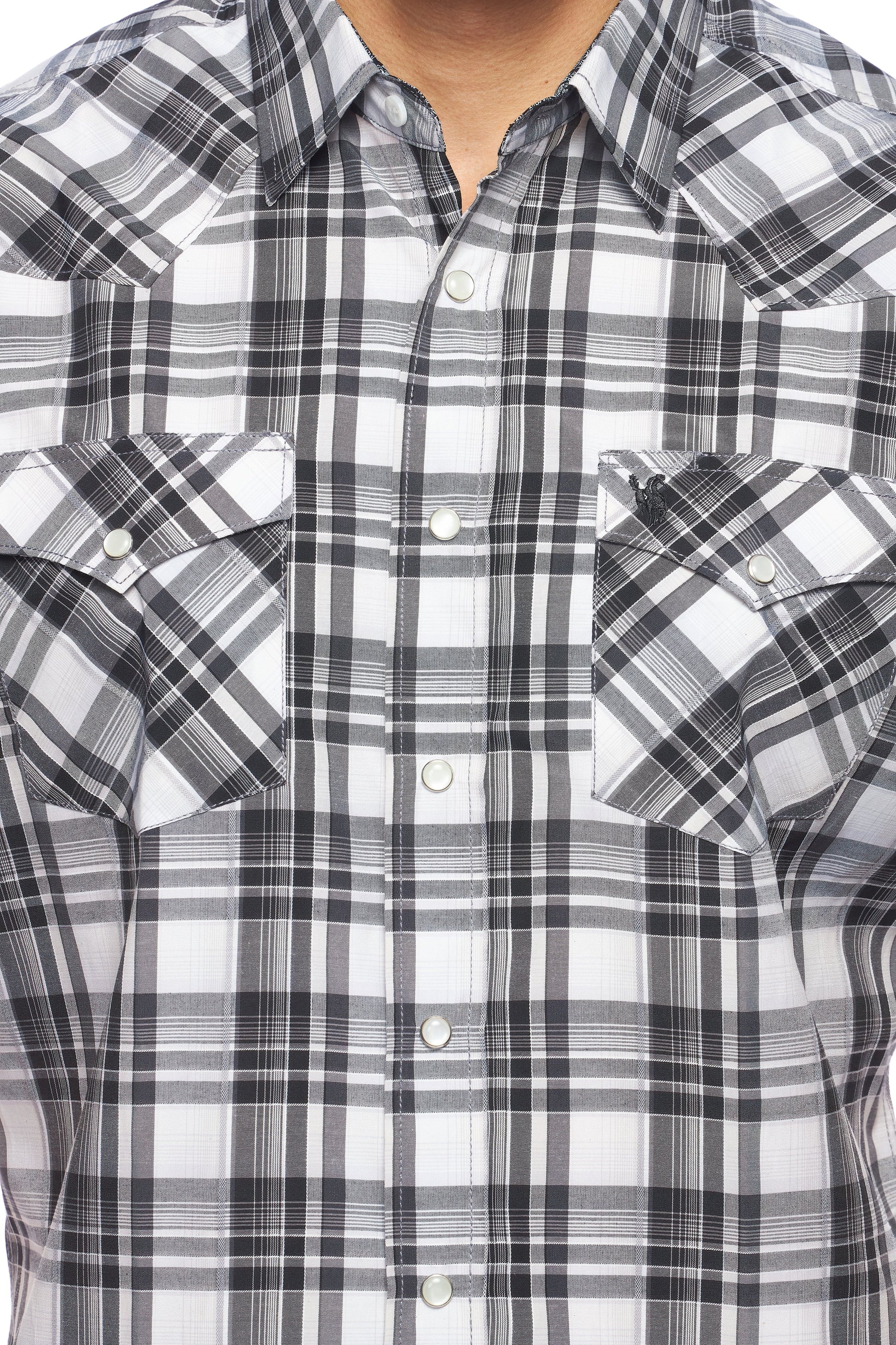 Men's Western Short Sleeve Pearl Snaps Plaid Shirt-PS400S-472 - Rodeo Clothing wholesale 