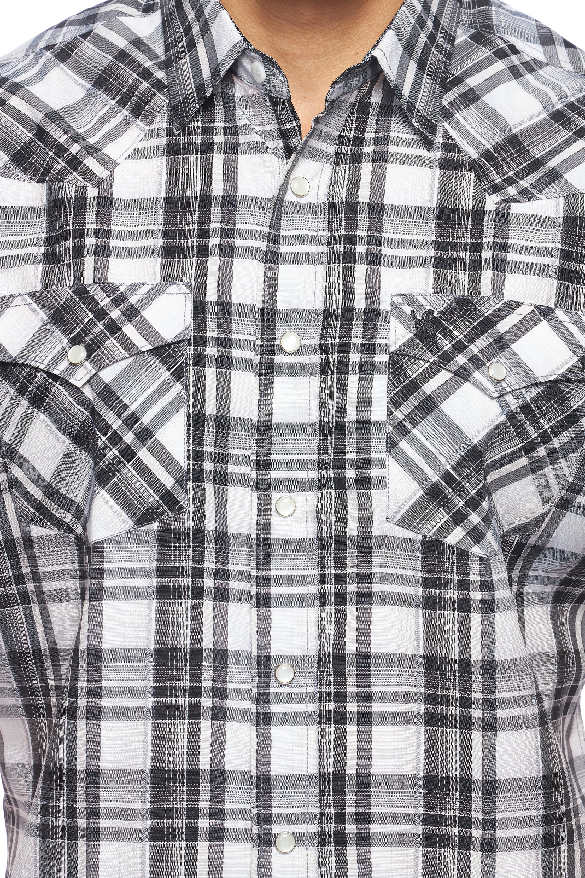 Men's Western Short Sleeve Pearl Snaps Plaid Shirt-PS400S-472 - Rodeo Clothing wholesale 