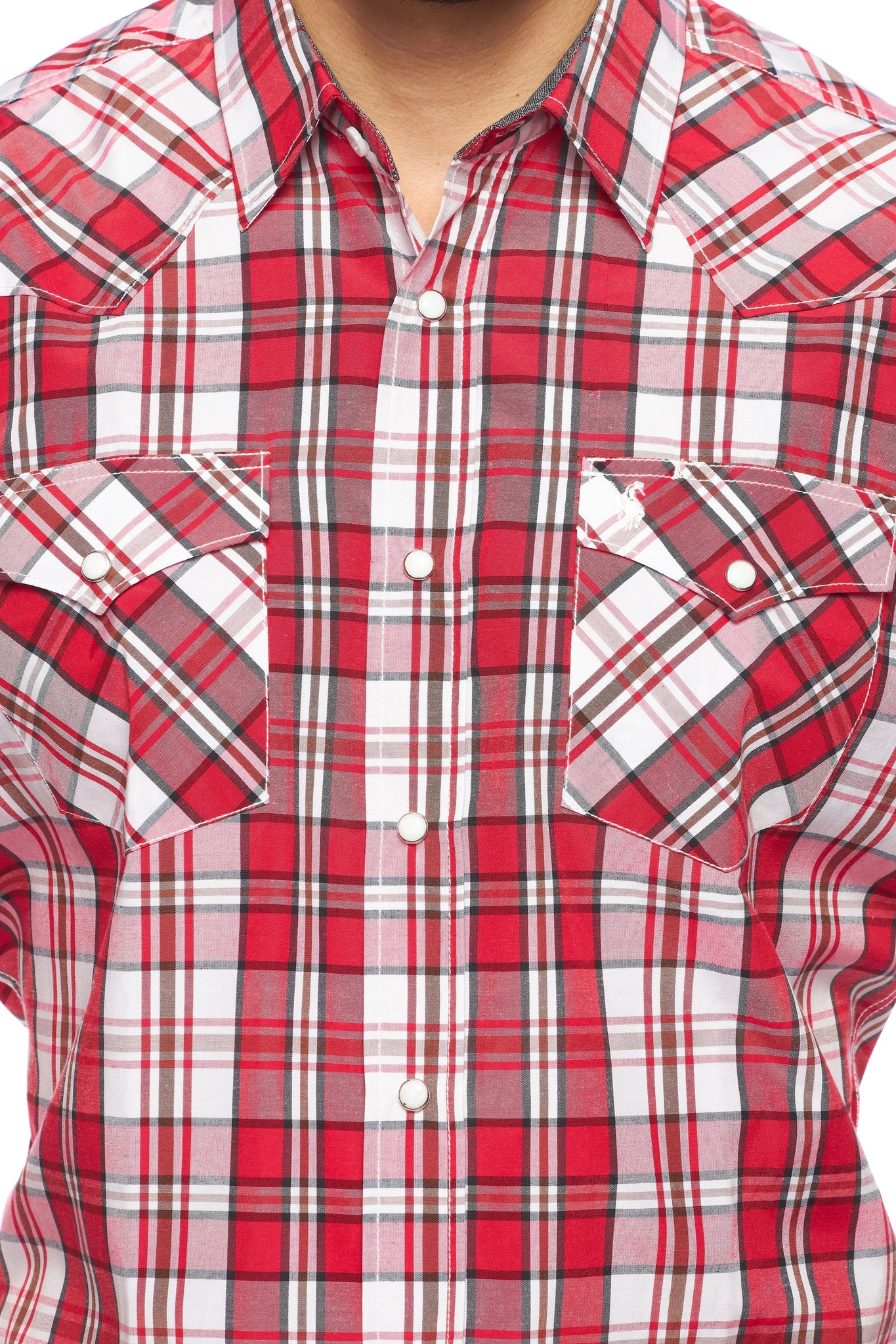 Men's Western Short Sleeve Pearl Snaps Plaid Shirt -PS400S-411