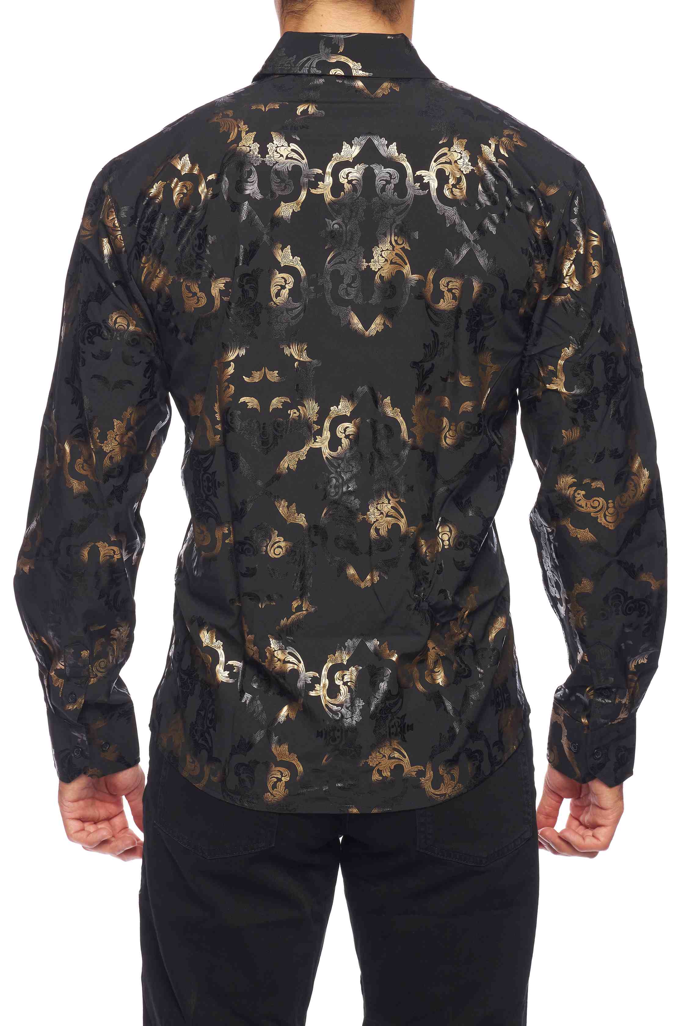 Mens Luxury Brand Printed Silk Like Shirts-HLS2002L-518 - Rodeo Clothing wholesale 