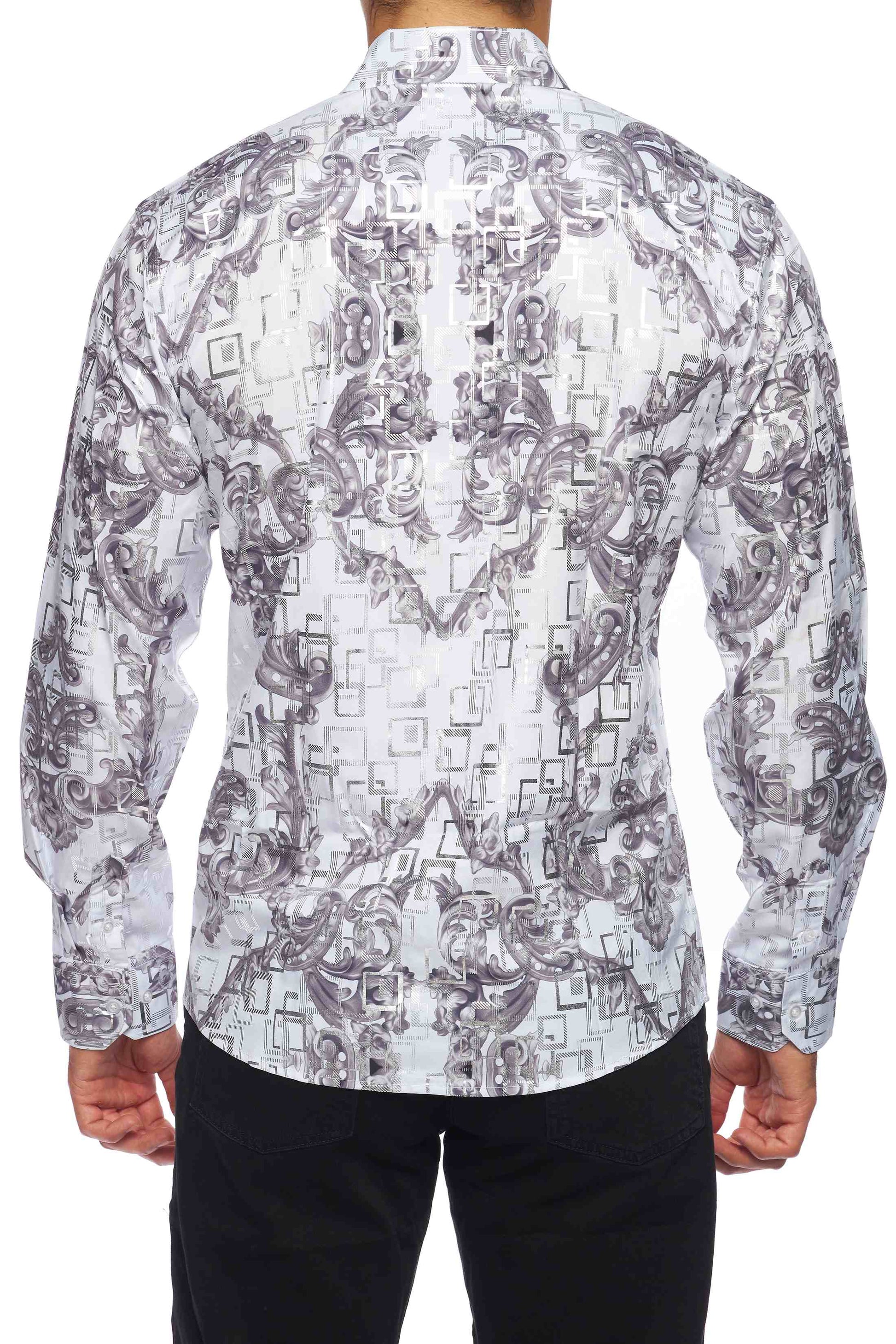Mens Luxury Brand Printed Silk Like Shirts-HLS2002L-516 - Rodeo Clothing wholesale 