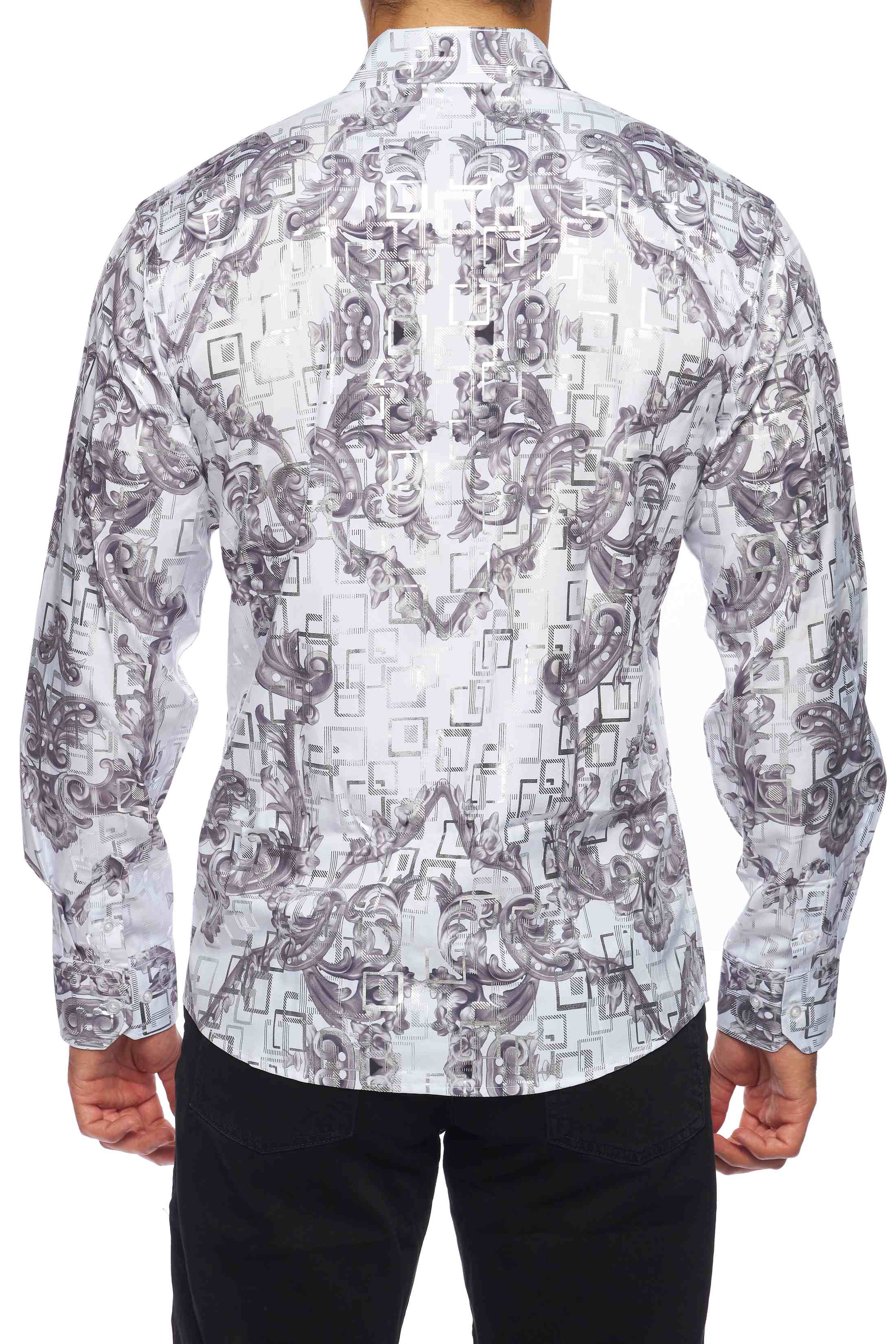 Mens Luxury Brand Printed Silk Like Shirts-HLS2002L-516 - Rodeo Clothing wholesale 