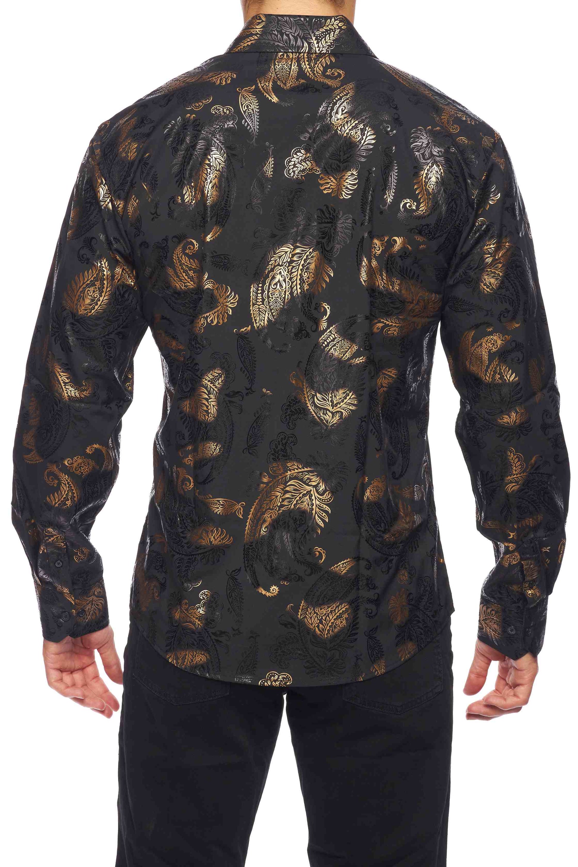 Mens Luxury Brand Printed Silk Like Shirts-HLS2002L-527 - Rodeo Clothing wholesale 