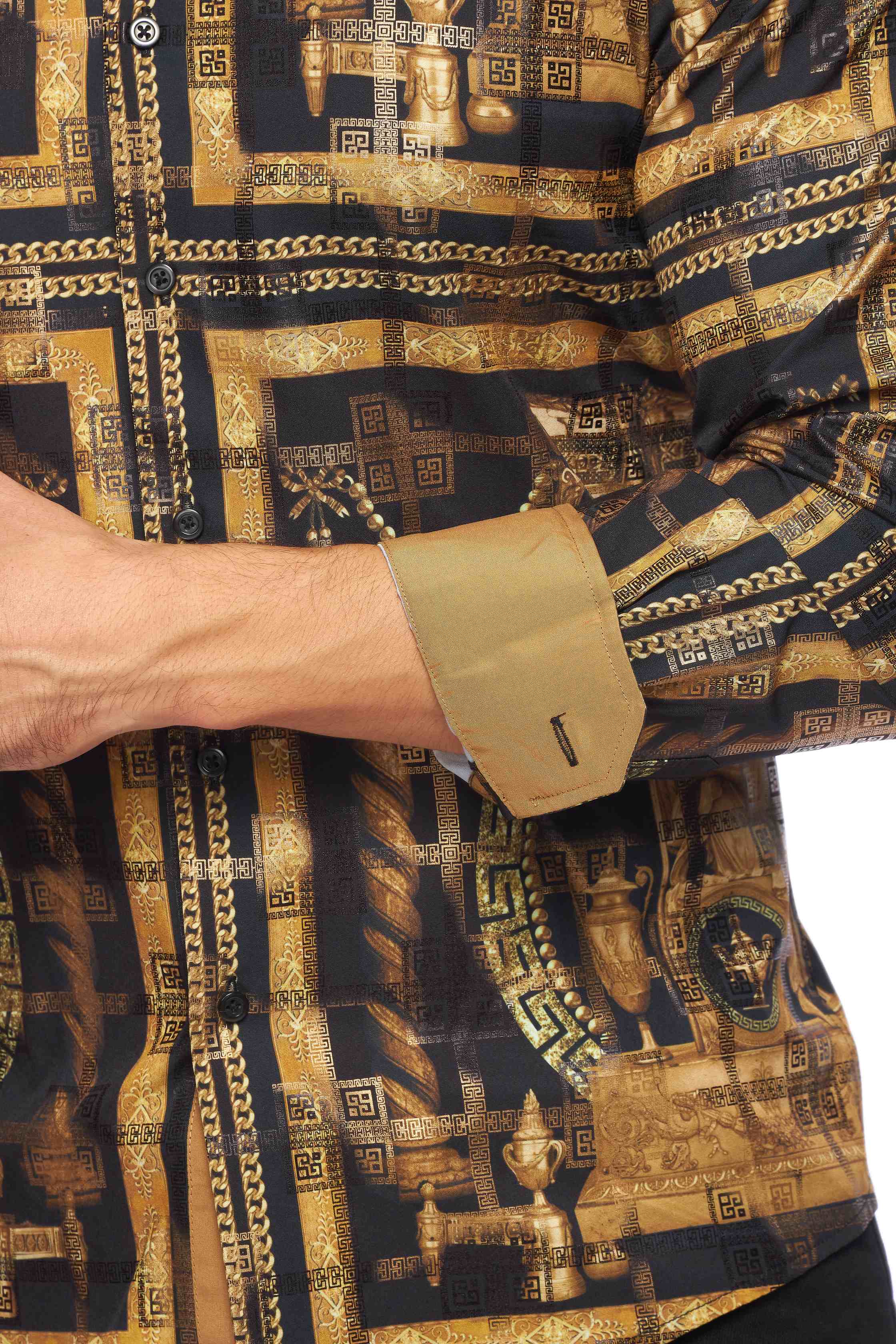Mens Luxury Brand Printed Silk Like Shirts-HLS2002L-536 - Rodeo Clothing wholesale 