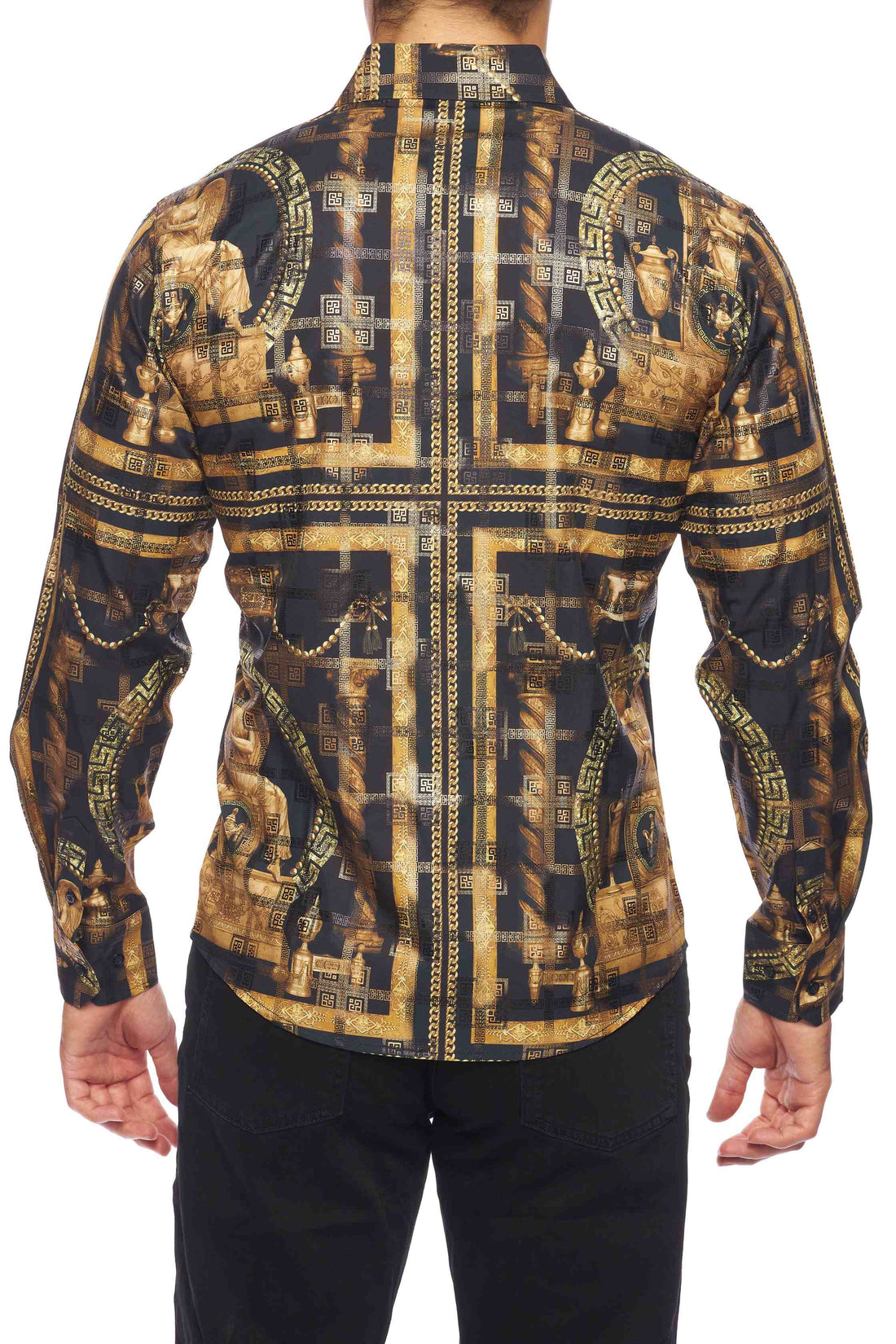 Mens Luxury Brand Printed Silk Like Shirts-HLS2002L-536 - Rodeo Clothing wholesale 