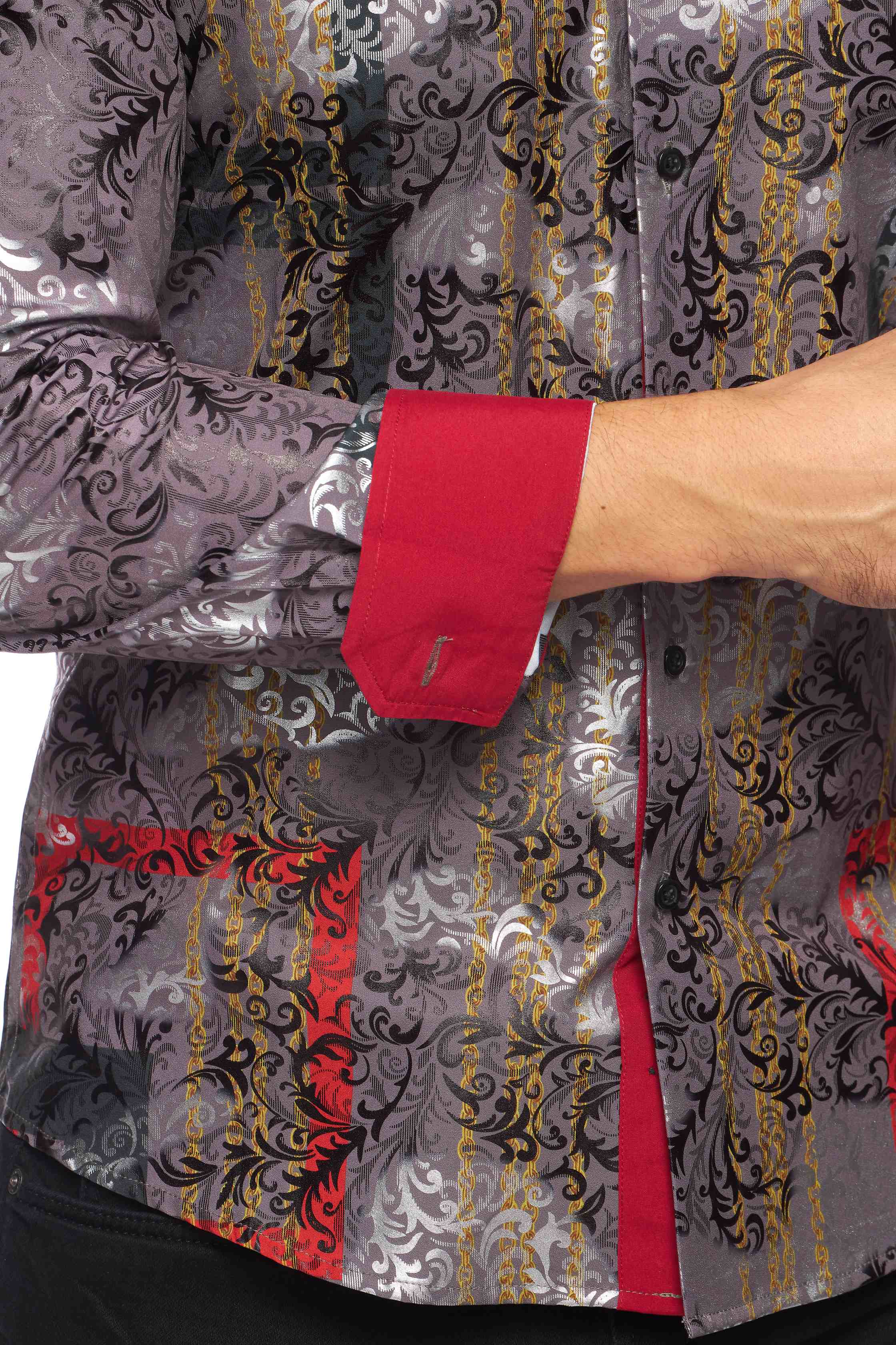 Mens Luxury Brand Printed Silk Like Shirts-HLS2002L-522 - Rodeo Clothing wholesale 