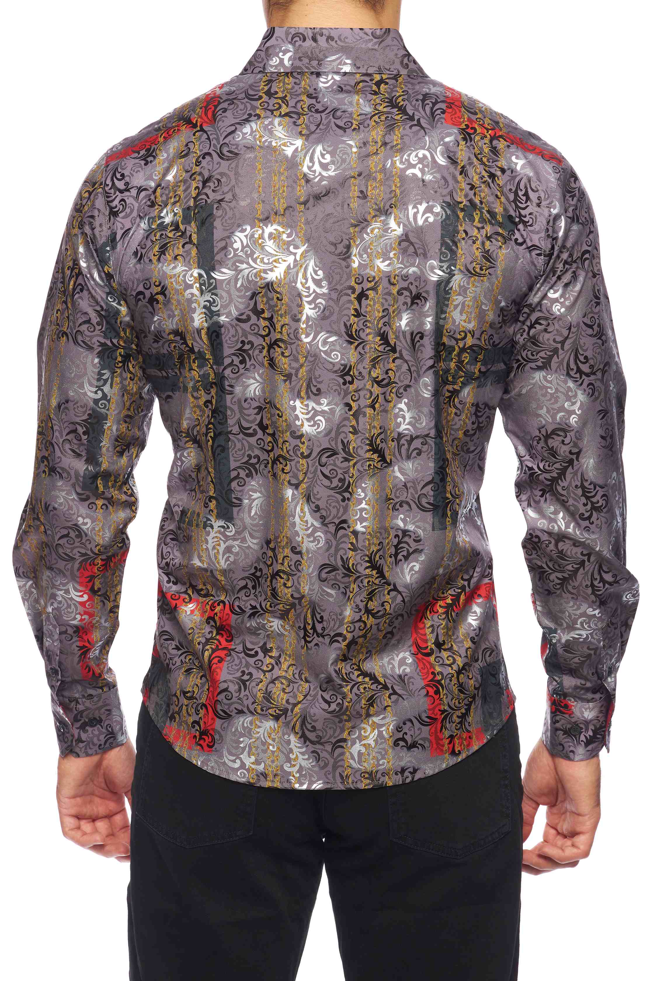 Mens Luxury Brand Printed Silk Like Shirts-HLS2002L-522 - Rodeo Clothing wholesale 